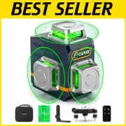 Precision Self-Leveling 3x360° Green Laser Level with Remote - Compact & Durable
