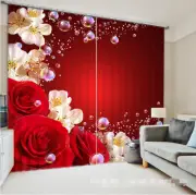 3D Red roses 18 Blockout Photo Curtain Printing Curtains Drapes Fabric Window AU