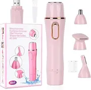 Women's Electric Shaver, Electric Shaver for Women, 4-in-1 Wet and Dry Razor, Painless Epilator for Bikini Area, Armpits, Legs, Arms and Face, Waterproof, USB Charging