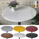 Round Table Cover Cloth Protector Elastic Waterproof Polyester Tablecloth Fitte☆