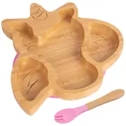 Tiny Ding Bamboo Unicorn Baby Weaning Plate & Fork Set