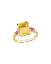 Rina Limor Silver 3.54 ct. tw. Diamond & Citrine & Ruby Ring