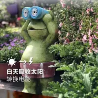 在飛比找樂天市場購物網優惠-園藝擺件 青蛙太陽能燈戶外花園庭院裝飾品擺件 創意工藝品裝飾