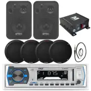 Pyle White USB Bluetooth Radio, 6.5" and 4" Speakers, Marine 4x45W Amp, Antenna