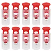 20Pcs 4mm Cord Lock Plastic Double Hole Spring Toggle Stoppers, Clear Red