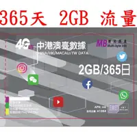 在飛比找蝦皮購物優惠-【親和力】365日2GB流量中國大陸、澳門、台灣上網卡大中華