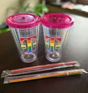 2 NEW LGBTQ + Pride Month - T-Mobile Tumbler cup with straw - Double wall