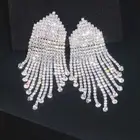 Women Tassel Earrings Crystal Dangle Drop Sparkling Rhinestone Wedding Jewelry