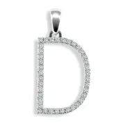 0.20ct White Gold Diamond Initial Pendant D – Sparkling Block Style