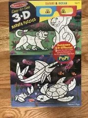 Melissa & Doug Easy-to-See 3-D Marker Coloring Puzzles - Safari and Ocean (24...