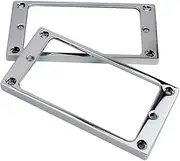 Guyker Flat Metal Humbucker Pickup Mounting Ring Set - Bridge Neck Pickups Cover Frame Replacement Part for Electric Guitar or Precision Bass(2PCS, Chrome)