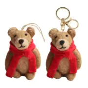 Adorable Felt Brown Bear Charm Keychain Animal Pendant for Backpack or Handbags