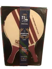 Paddle Set Ping Pong Table Tennis Paddleball 2 Wooden Paddles 2 Paddleballs Red