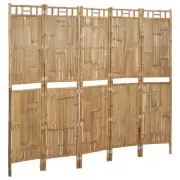 5-Panel Room Divider Bamboo 200X180 Cm Screens & Room Dividers