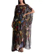 Alice and Olivia Linn Floral Cape Maxi Dress