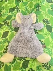 Demdaco Elephant Baby Lovey Security Plush Flat Toy Gray Rattle Shaggy NEW