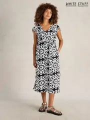 White Stuff Black Freya Channel 100% Cotton Beach Dress (W26343) | $127