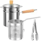 Deep Fryer Pot with Basket and Lid Nonstick Stainless Steel Frying Pot ☽
