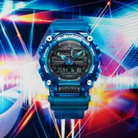 在飛比找PChome24h購物優惠-CASIO G-SHOCK 幻象音浪系列200米計時錶/藍/