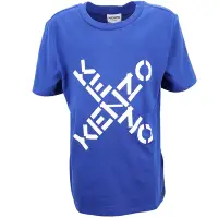 在飛比找Yahoo奇摩購物中心優惠-KENZO Sport 童裝 交叉字母純棉寶藍色短袖TEE 