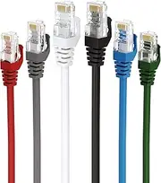 BlueRigger CAT6 Ethernet Cable 1M - 6 Pack (1Gbps, 550MHz, RJ45) CAT 6 Gigabit Internet Network LAN Patch Cord - Compatible with Game Consoles, Smart TV, Router