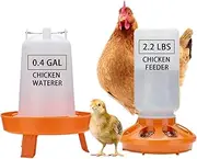 Chicken Feeder and Waterer Kit - 1L Chicken Feeder and 1.5L Chicken Waterer | Chicken Feeder and Hanging Chicken Waterer | Duck Feeder, Quail Feeder, Chicken Starter Kit