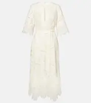 [Elie Saab] Elie Saab Embroidered broderie anglaise midi dress AU 10 white