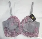 NWT 38DD Wacoal #65191 EMBRACE LACE Underwire Bra RARE PINK MAUVE Blue-ish Gray