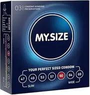 My.Size Premium Lubricated Natural Latex Rubber Condoms, Transparent, 3 Count, Pack of 3