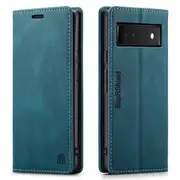 For Google Pixel 6A Case RFID Blocking Retro Flip Premium Leather Card Holder Wallet Cover – (Cyan Blue)