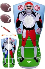 Inflatable Football Target - Double-Sided Toss Football Training Game with Mini Footballs - Fun Kids Throwing Football Games for Indoors, Outdoors, Birthdays, Camping, Beach - 65 Inch