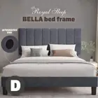 Royal Sleep Bed Frame Double Bella Velvet Headboard Wooden USB Fabric Charcoal