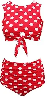[Bslingerie] Women Push Up Bikini Scoop Neck Crop Tank Top High Waisted Bikini Set Bathing Suit