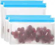 uxcell 8.7"x2"x5.3"/ 10"x2"x7.3" Reusable Freezer Bag, 4 Pcs Leakproof Zip Food Storage Stand Up Bags Fridge Snack Vegetable Fruit Ice Container for Long-Lasting Freshness, Blue