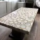 48"x30" White Agate Stone Dining Table Handmade Gemstone Modern Furniture Decors