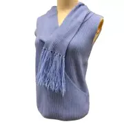 Max Mara knitted tank top with non-detachable scarf,size XL blue 63695179 01 02【