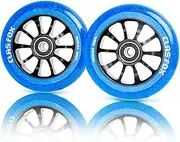 CLAS FOX Pro Scooter Wheels 100mm Transparent Sparkle PU with ABEC-9 Bearings CNC Metal Core (2pcs) (Blue)
