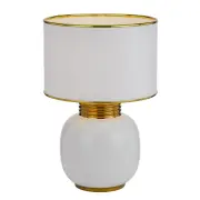 Davila Modern Table Desk Lamp Light Fabric Ceramic White Gold Gloss