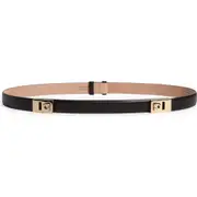 FERRAGAMO Donna Double Gancio Expandable Leather Belt in Black at Nordstrom, Size 100