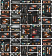 42Pcs Tool Box Organizer Tray Divider Set Toolbox Desk Drawer Cabinet Bins Black