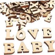 TEMPNAP 300pcs DIY Wooden Letters Craft Kit Large Wooden Uppercase Letters for Wall Decor Vintage Style Toys Alphabet for Boys and Girls Learning
