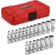 Heavy-Duty 14" Drive Socket Set with Flexible Wobble - Metric & SAE Sizes
