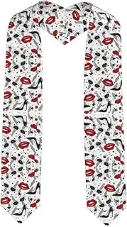 [SKKNT] Lips High Heels Print Graduation Shawl Stole For Academic Commencements Honor Sash Congratulations Gift