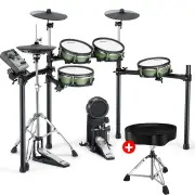 Donner DED-500 PRO Electronic Drum Set with Industry Standard Mesh Heads, Moving HiHat, and Included BD Pedal for Optimal Performance and Feel Plus USB Professional Studio Integration - DED500 PRO / Drum + Drum Throne