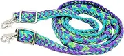 CHALLENGER Horse Roping Knotted Tack Western Barrel Reins Nylon Braided Lime Purple 607482