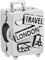 [ZakiaHo] Travel Bag Suitcase Love to Travel Charms for Bracelets Vintage Charm Bead Compatible with Pandora Charms Bracelets, Copper, No Gemstone