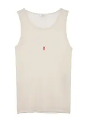 Saint Laurent Logo-embroidered Ribbed Wool Tank - Beige - S (UK8-10 / S) S (UK8-10 / S)