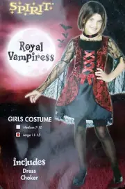 SPIRIT~GIRLS ROYAL VAMPIRESS VAMPIRE DRESS HALLOWEEN COSTUME~L 11 12 13~NEW