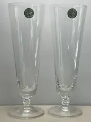 Lenox Full Lead Clear Crystal Pilsner Glasses-New Unused with Stickers-Lot of 2