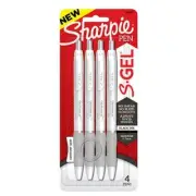 Sharpie S-Gel Pen 0.7mm Medium 4/Pk White Barrel w/Black Ink Office School Home